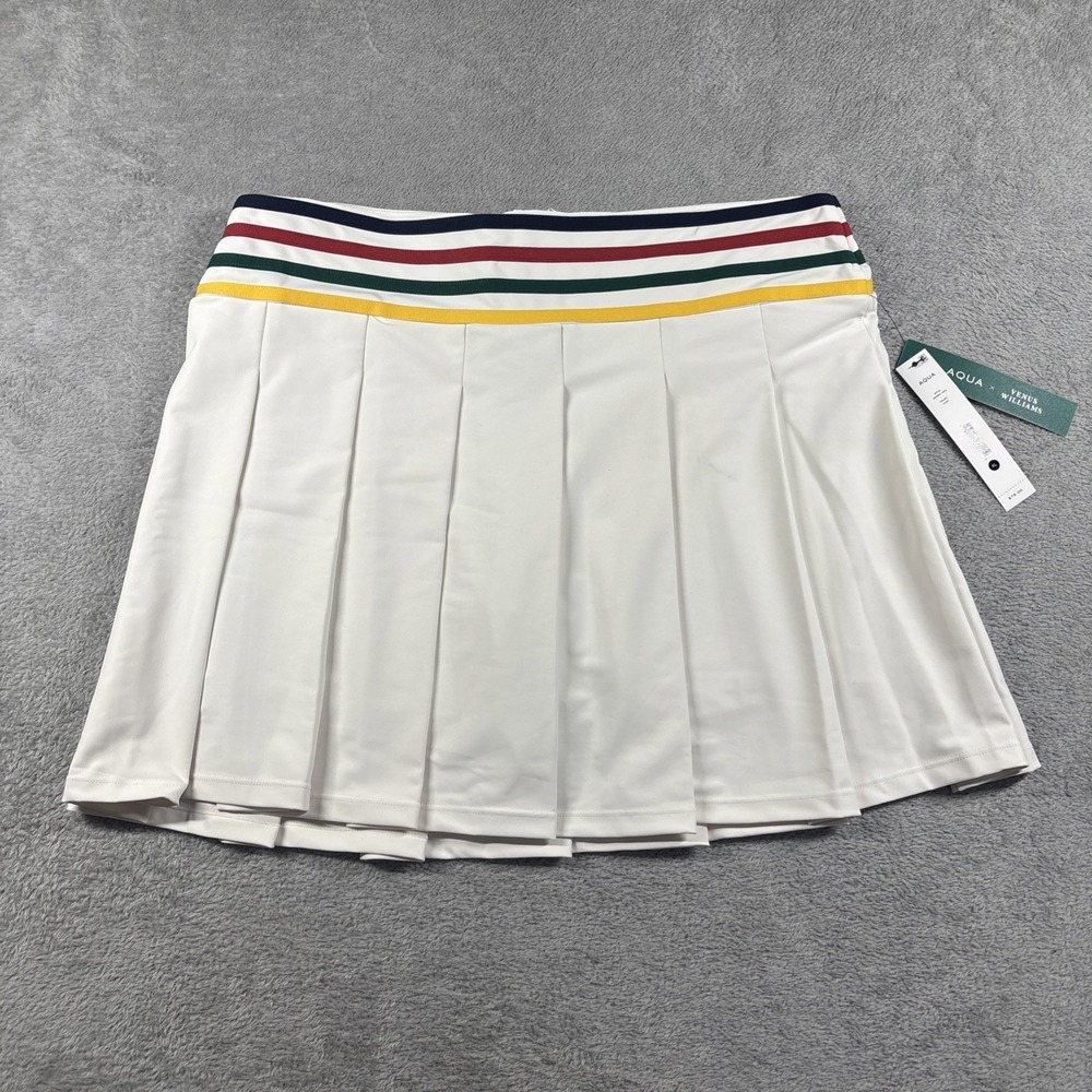 Aqua Athletic x Venus Williams Women's Pleated Tennis Skort White Sz XL NWT Read